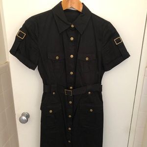 Calvin Klein Black Button-down Shirtdress with Belt (Size 6)